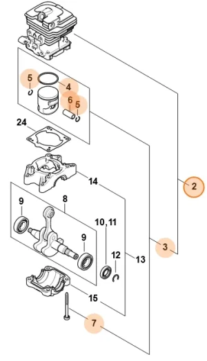 Cylinder z tłokiem Ø 38 mm pilarek STIHL MS 172
