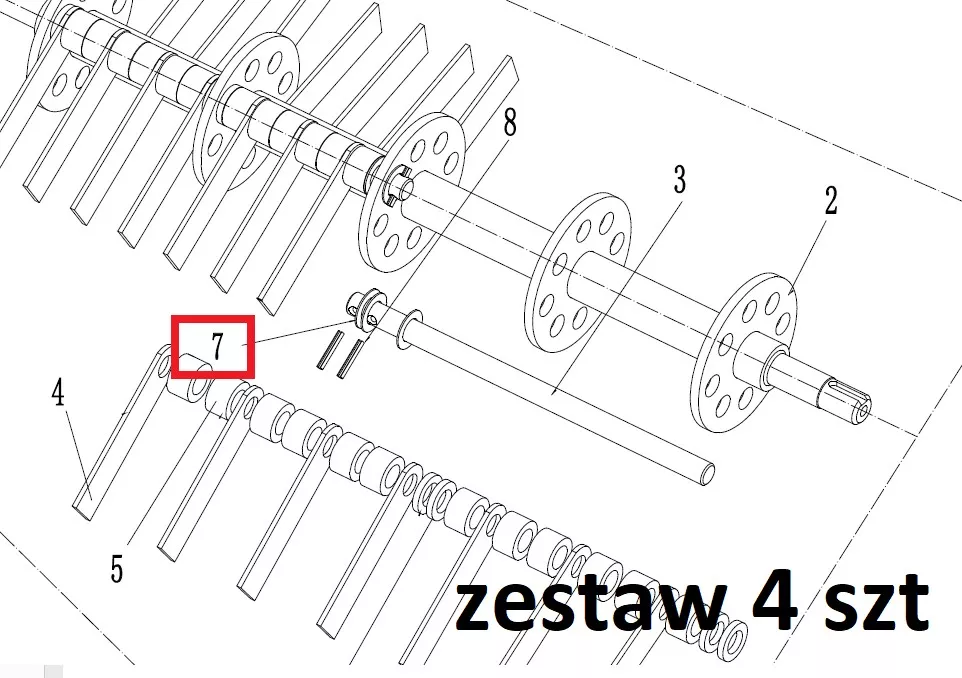 Weibang komplet wałków noży do wertykulatora WB486CRB 4 szt