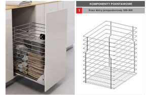 REJS WE29.0010.01.001 VARIANT MULTI Kosz dolny cargo mini jednopoziomowe 400 L-450 metal chrom ... wymaga dokupienia SYSTEMU JEZDNEGO