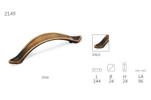 Uchwyt meblowy SIRO 2149-144ZN31 stary mosiądz szczotkowany