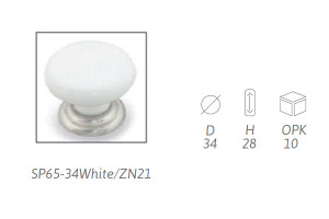 Uchwyt meblowy SIRO SP65-34White/ZN21 porcelana biała, efekt stali nierdzewnej