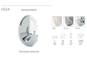Wieszak meblowy SIRO H114/A4K biały