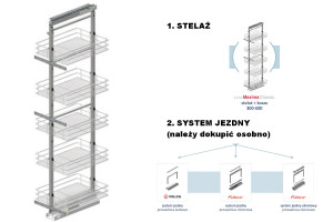 REJS MAXIMA CLASSIC Stelaż + kosze Cargo maxi 400/5 poziomów 1700-1900 metal chrom WE31.0018.01.001 ... wymaga dokupienia SYSTEMU JEZDNEGO