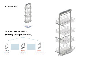 REJS MAXIMA CLASSIC Stelaż + kosze Cargo midi 300/4 poziomów 1200-1400 metal chrom WE31.0009.01.001 ... wymaga dokupienia SYSTEMU JEZDNEGO
