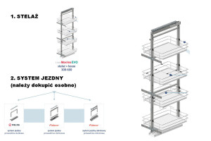 REJS MAXIMA EVO Stelaż + kosze Cargo midi 400/4 pozimów 1200-1400 metal/tworzywo chrom/biały WE27.5702.08.374 ... wymaga dokupienia SYSTEMU JEZDNEGO