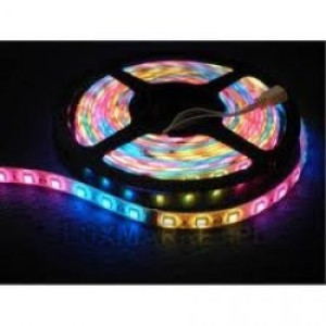 Oświetlenie meblowe TAŚMA LED ROLKA RGB moc 37,5W IP20 BEZ SILIKONU 150 LED szer 10mm, 3pkt/10cm z 1m przewodem i wtyczką RGB. Design Light R-LDL3-10MM-150-RGB1