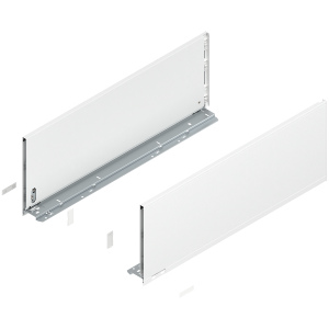 Prowadnice boki szuflady BLUM  LEGRABOX Pure, wys."F", NL=650 mm, stalowe, komplet, jedwabiście biały mat w opakowaniu 1/3