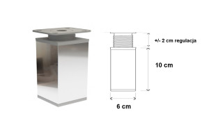 Stopka, nóżka meblowa chrom H-100 kwadratowa 60x60 mm