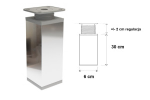 Stopka, nóżka meblowa chrom H-300 kwadratowa 60x60 mm