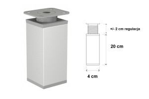 Stopka, nóżka meblowa aluminiowa H-200 kwadrat 40x40 mm