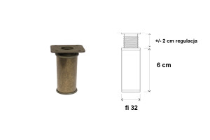 Nóżka meblowa MPLAST fi32 mm H-60 mm, kolor: patyna