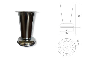 Nóżka meblowa 10cm DC POLSKA DS09-G2 chrom taka jak NZ09-G0004-R z regulacją gamet