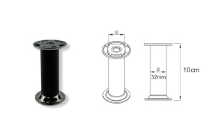 REJS Stopka ALU-SO01 fi32 H100mm aluminium/metal lakier czarny/chrom TB07.0103.09.B36