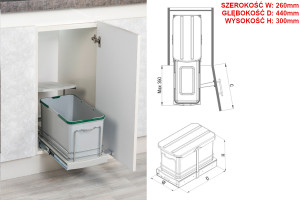 Kosz na śmieci pojedynczy 16L, STARAX S-2573-G