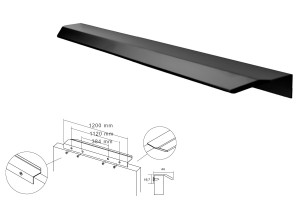 Uchwyt meblowy VIEFE 0375/1120 długość 1200mm VANN czarny mat 03751120L09
