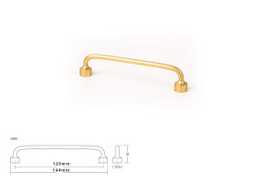 Uchwyt meblowy VIEFE 0495/128 FLOID złoty, mosiądz szlifowany 0495128Z28