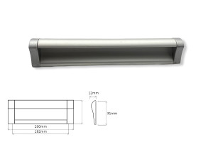Uchwyt meblowy nawierzchniowy MR100-0192-22 kolor aluminium, rozstaw otworów 192mm, długość 200mm