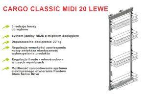 REJS MAXIMA CLASSIC Cargo MIDI 130cm boczne 200 lewe chrom 4 poziomów WE31.0060.01.001