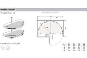 REJS MAXIMA EVO II SILVA Półka obrotowa 1/2 fi750 metal/mdf chrom/biały WE08.5503.43.374