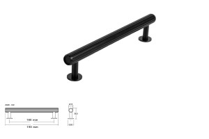 Uchwyt meblowy VIEFE RILLE 0528 rozstaw 160, długość 190 czarny szlif 0528160L30