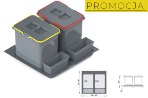 REJS WE14.1821.05.049 Pojemnik na odpady PRAKTIKO 60 podwójny (2x15l) tworzywo sztuczne