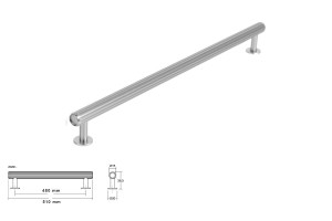 Uchwyt meblowy VIEFE RILLE 0528 rozstaw 480, długość 510 stal szlachetna, inox 0528480L24