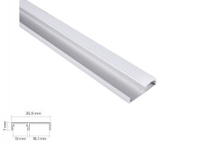 Oświetlenie meblowe profil FLOOR LINE 3m, kolor aluminium - klosz mleczny, klosz wciskany. Design Light PROFIL-FLOORLINE-OP-3M-W