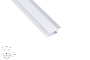 Oświetlenie meblowe profil INLINE MINI XL 3m, kolor ALUMINIUM - klosz mleczny, klosz wciskany. Design Light PROF-INLINEM-XL-OP-3M-W