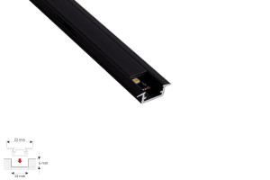 Oświetlenie meblowe profil INLINE MINI XL 2m, kolor czarny - klosz CZARNY, klosz wciskany. Design Light PROF-INLINEM-XL-CZ-2M-C