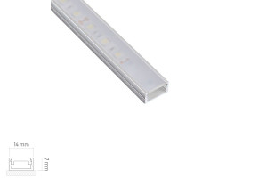 Oświetlenie meblowe profil LINE MINI 2m, kolor aluminium - klosz mleczny, klosz wciskany. Design Light PROFIL-LINEM-OP-2M-W