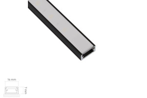 Oświetlenie meblowe profil LINE MINI 3m, kolor czarny - klosz mleczny, klosz wciskany. Design Light PROFIL-LINEM-OP-3M-C