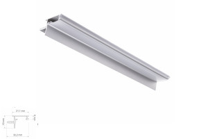 Oświetlenie meblowe profil SKYLINE WPUSZCZANY 3m, kolor aluminium - klosz mleczny, klosz wciskany. Design Light PROFIL-SKYLINE-OP-3M-W
