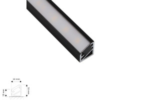 Oświetlenie meblowe profil TRI-LINE MINI 3m, kolor czarny - klosz mleczny. Design Light PROFIL-MN-3LIN-OP-3CZ