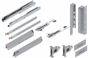 Szuflada Blum Tandembox 600mm, Wysoka "D", Tip-On, Szara, 40-65 kg