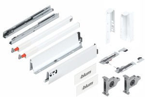 Szuflada Blum Tandembox 450mm, Średnia "B", Tip-On, Jedwabiście biała, 10-40 kg