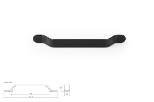 Uchwyt meblowy VIEFE 0590 BELT rozstaw 160, długość 222 czarny mat 0590160ZM2