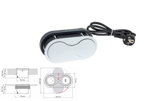 Gniazdko blatowe EIGHTBOX białe Z OBROTOWĄ PRZESŁONĄ 1 x gniazdo francuskie + 1 x USB, przewód zasilający 1m. Design Light EIGHTBOX-BI-1FR-1U-01