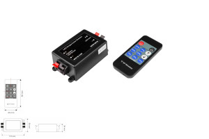 Oświetlenie meblowe Sterownik (Ściemniacz) LEVEL z pilotem RF max 8A/12-24V DC. Design Light STER-LVL-8A-RF-01