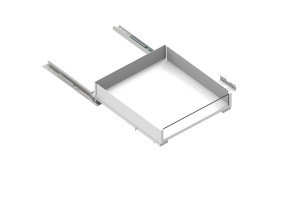 Szuflada wewnętrzna do szafki szerokość 600mm z automatycznym wysuwem pod zawias REJS Maxima PURO z dekorem biały/bezbarwny H=80 WE35.0060.01.331