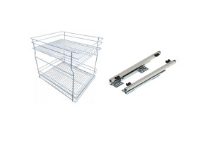 Cargo do szafki 60cm Białe 2 poziomowe, mocowanie Rejs Full pod zawias dolne, pełen wysuw