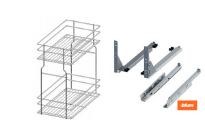 Cargo do szafki 30cm Efekt Chrom 2 poziomowe, mocowanie Blum Tandem dolne, pełen wysuw