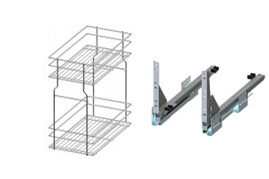 Cargo do szafki 40cm Chrom 2 poziomowe, mocowanie Rejs Push dolne, pełen wysuw