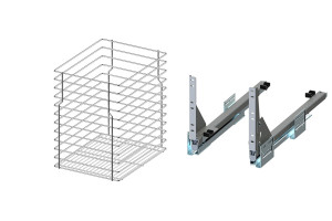 Cargo do szafki 30cm Efekt Chrom 1 poziomowe, mocowanie Rejs Push dolne, pełen wysuw, na bieliznę