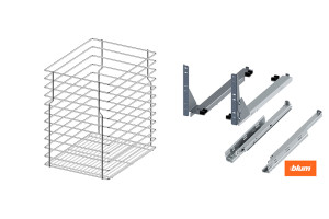Cargo do szafki 50cm Efekt Chrom 1 poziomowe, mocowanie Blum Tandem dolne, pełen wysuw, na bieliznę