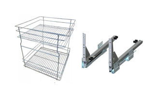 Cargo do szafki 60cm Efekt Chrom 2 poziomowe, mocowanie Rejs Push dolne, pełen wysuw