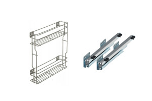 Cargo do szafki 15cm Srebrne 2 poziomowe, mocowanie Rejs Full lewe, pełen wysuw, boczne