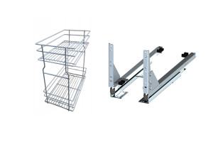 Cargo do szafki 30cm Srebrne 2 poziomowe, mocowanie Rejs Full dolne, pełen wysuw