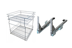 Cargo do szafki 50cm Srebrne 2 poziomowe, mocowanie Rejs Push dolne, pełen wysuw
