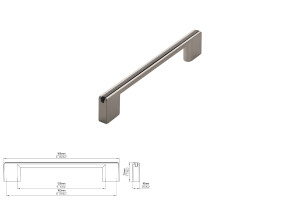 Uchwyt meblowy SIRO 2170-168ZN21A3 efekt stali nierdzewnej/wkładka czarna