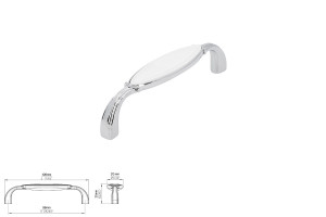 Uchwyt meblowy SIRO 1973-106ZN1A4 chrom połysk/wkładka biała